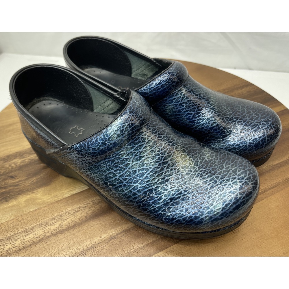 Dansko Clogs Size 40 Shoes Blue Silver Metallic Women's